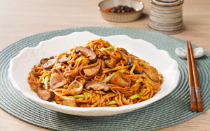 Braised Noodle with Mixed Mushrooms (Veg)