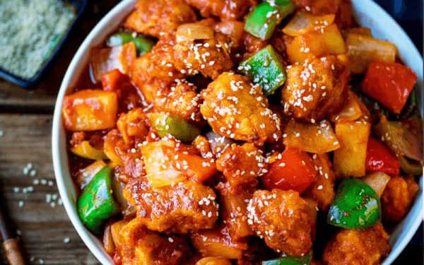 Sweet and Sour Chicken with Steamed Rice