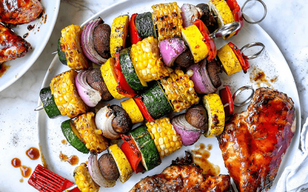 Mini Grilled Vegetable Skewers with an Italian Dip on the side