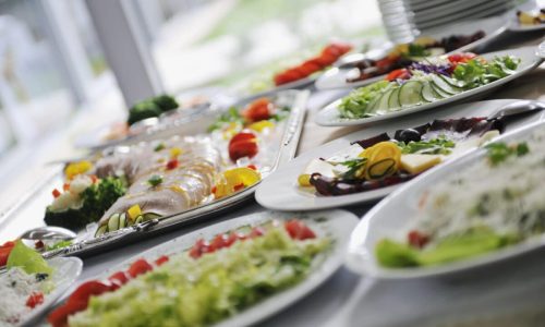 delicius catering food arrangement on party in restaurant