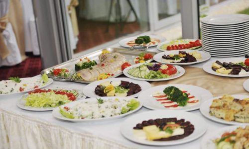 delicius catering food arrangement on party in restaurant