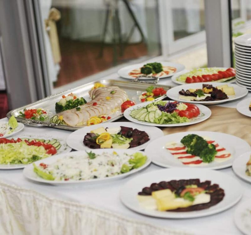 delicius catering food arrangement on party in restaurant